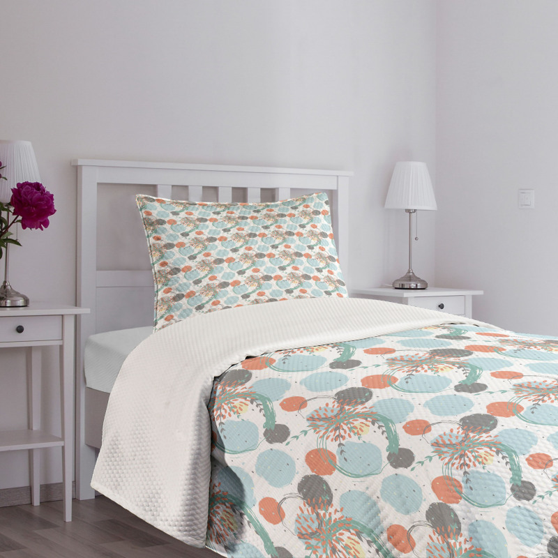 Modern Pastel Tone Petals Bedspread Set