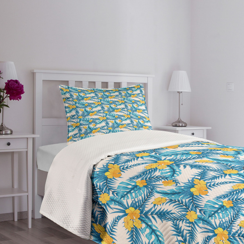 Exotic Leaf Monstera Palm Bedspread Set