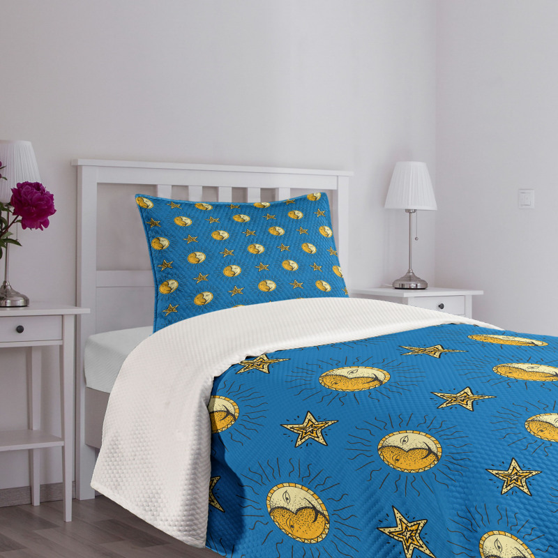 Sun and Moon Phases Layout Bedspread Set