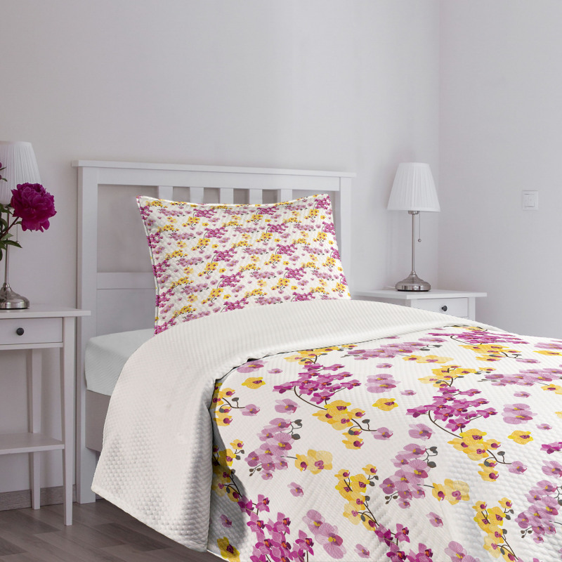 Flourishing Orchid Branches Bedspread Set