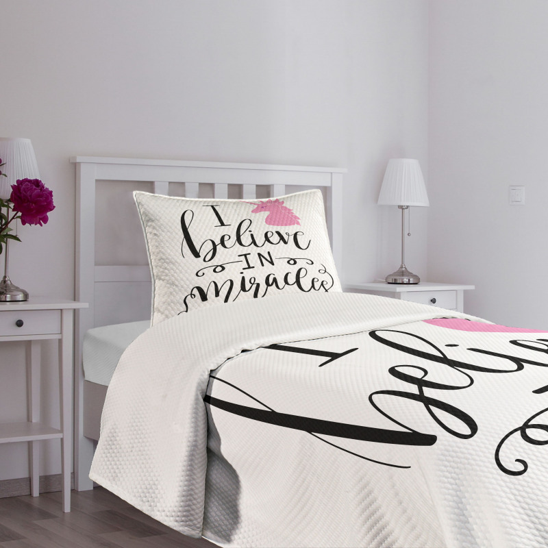 I Beleive in Miracles Text Bedspread Set