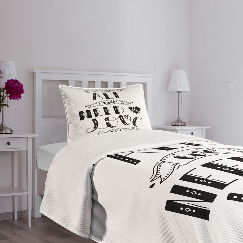 All We Need Is Love Phrase Bedspread Set