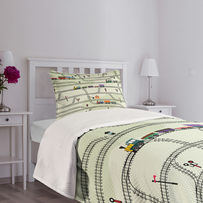 Roads Trains Locomotives Bedspread Set