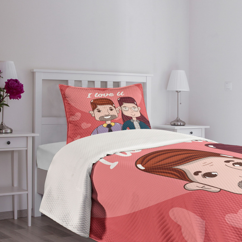 Cartoon Style Valentine's Day Bedspread Set