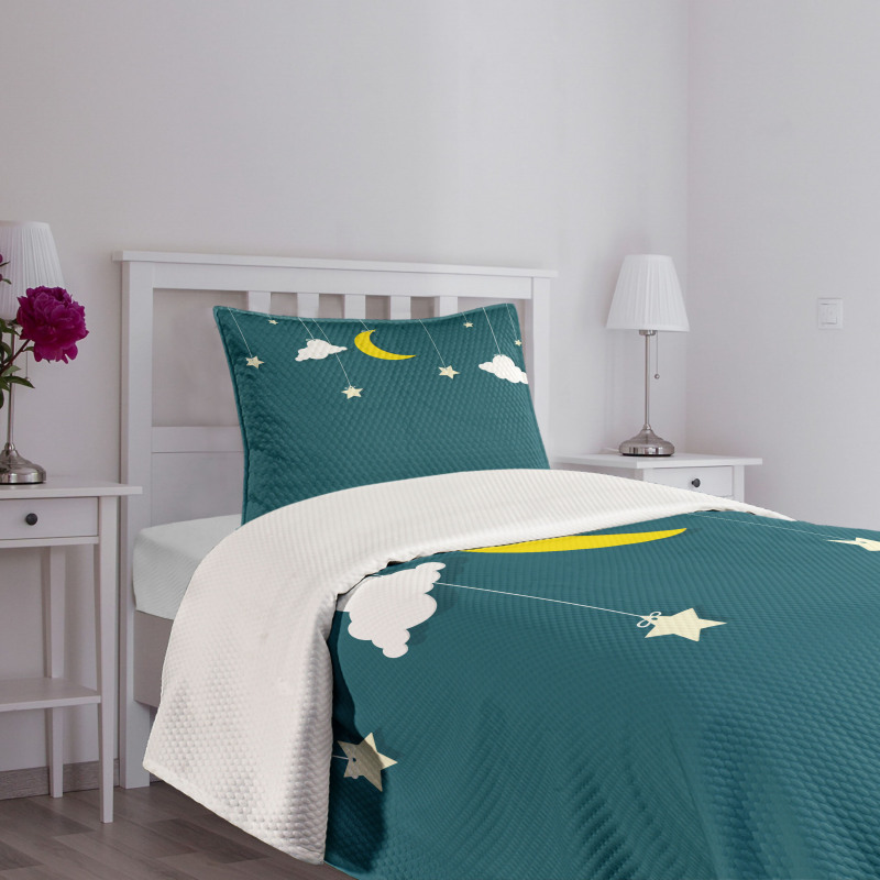 Moon Stars Hanging on Threads Bedspread Set