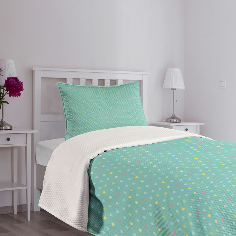 Pastel Mini Hearts Bedspread Set