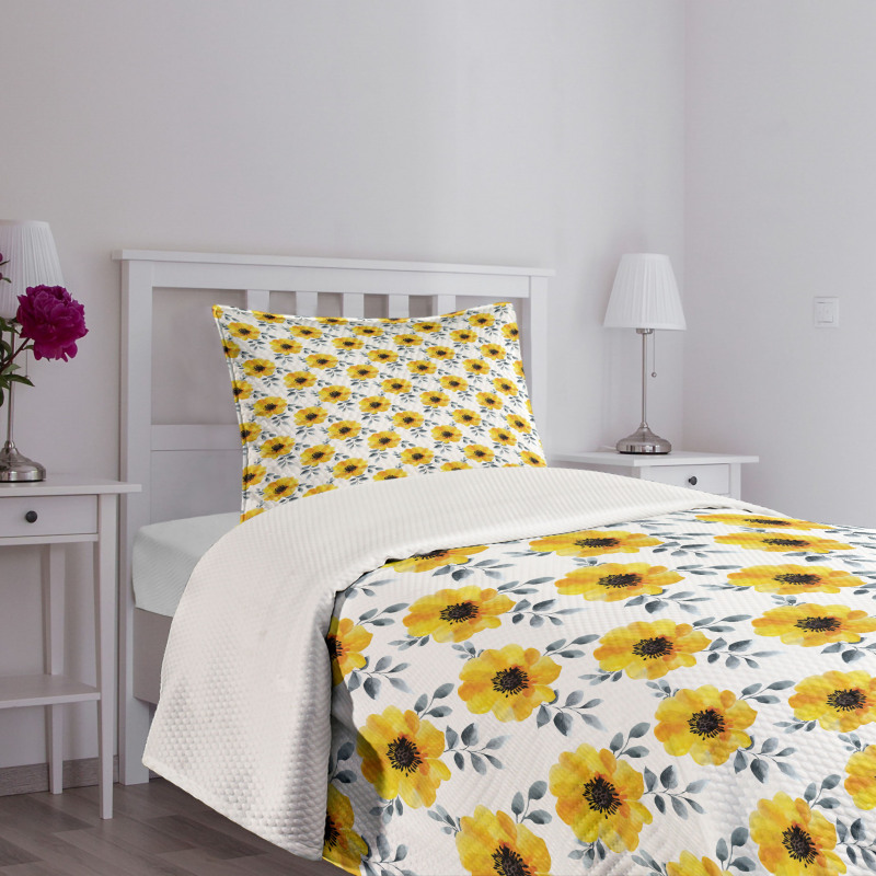 Watercolor Poppy Blossoms Bedspread Set