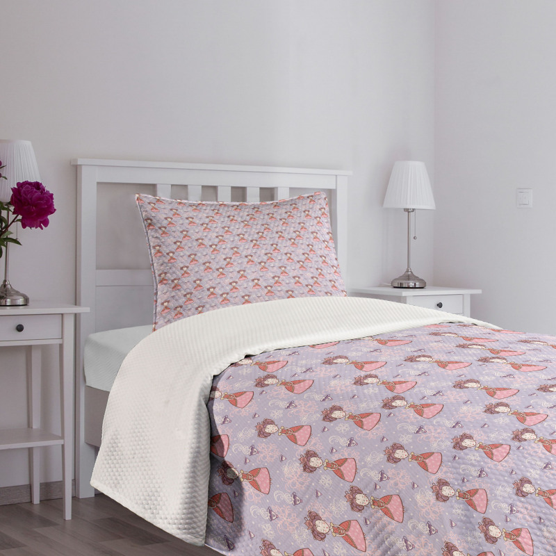 Girls with Teacups Floral Bedspread Set