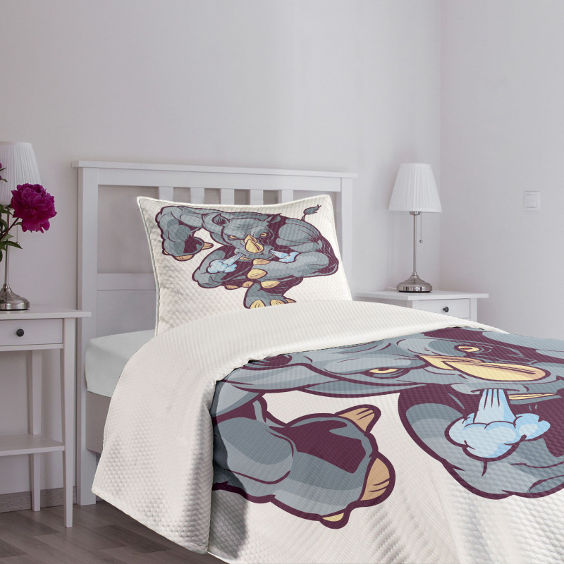 Anthropomorphic Mascot Run Bedspread Set