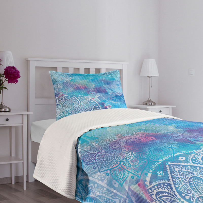 Watercolor Floral Asian Bedspread Set