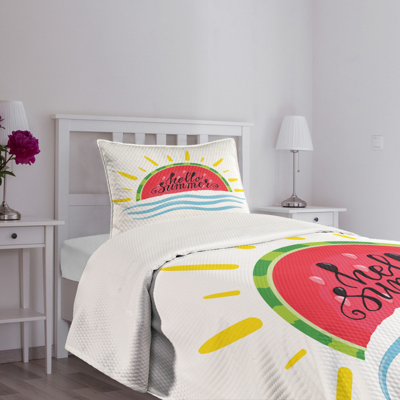 Watermelon Slice Motif Bedspread Set