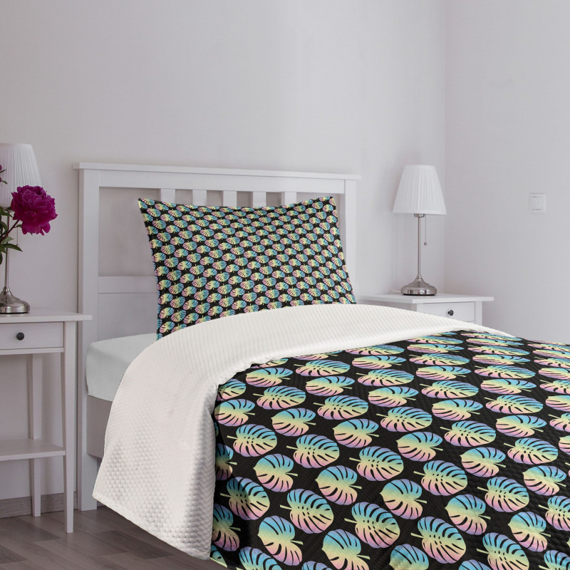 Colorful Monsteras Tropical Bedspread Set