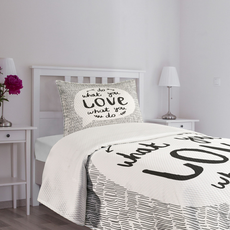 Message with Stripes Leaves Bedspread Set