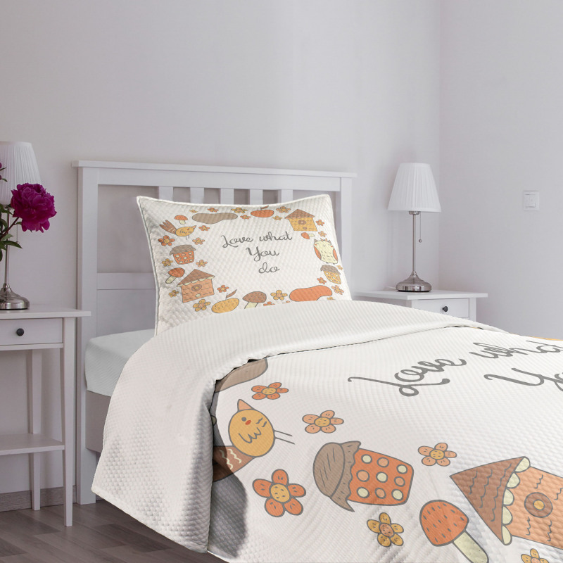 Warm Autumn Tones Cartoon Bedspread Set