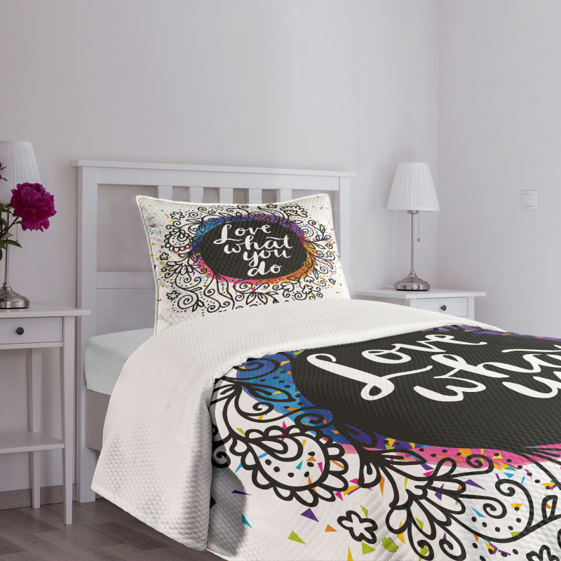 Inspirational Flowers Dots Bedspread Set