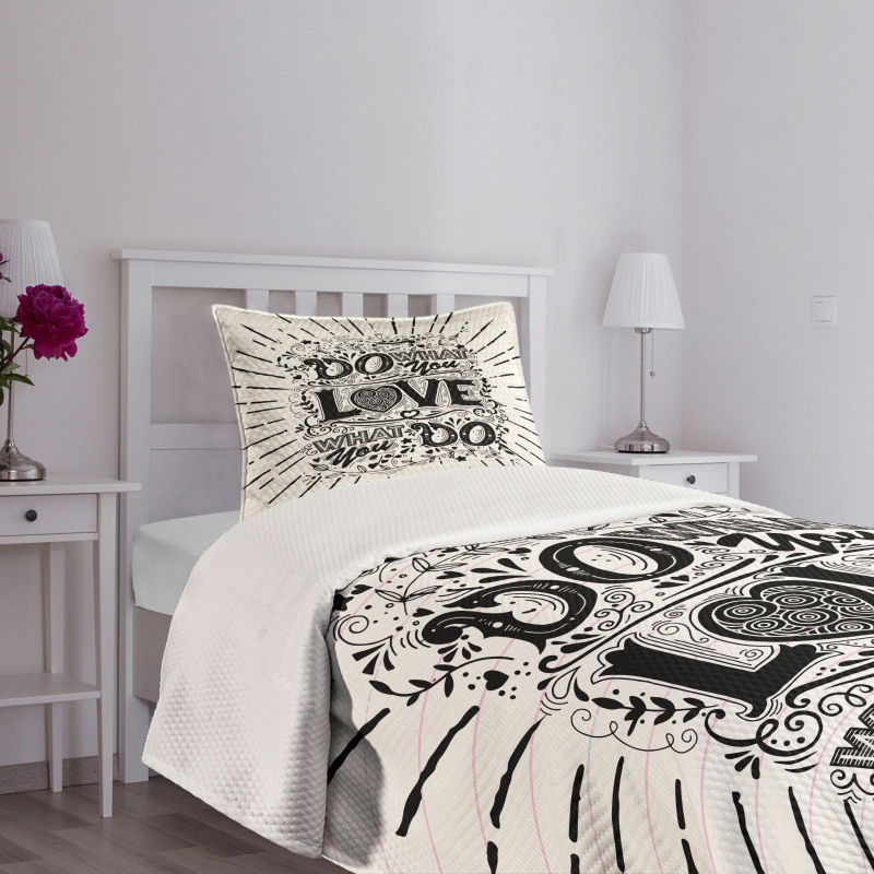 Hand-lettering and Swirls Bedspread Set