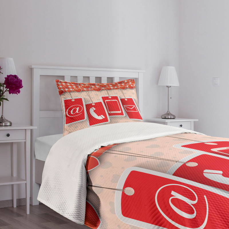 Phone and Hearts Bedspread Set