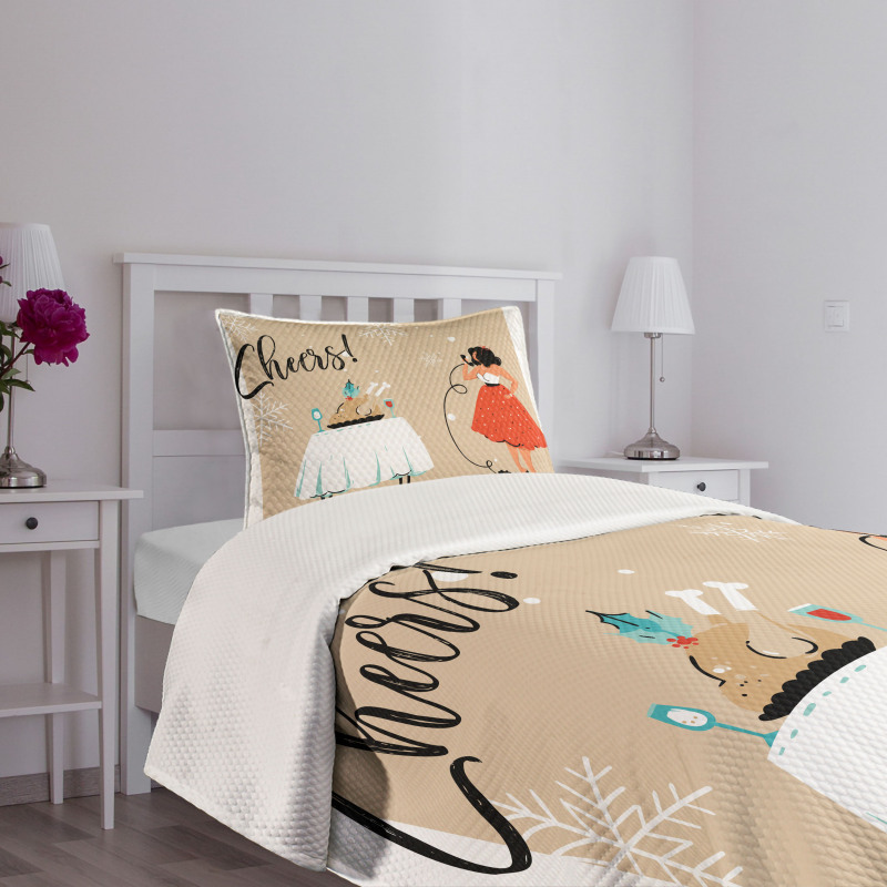 Mom Phone Dinner Table Bedspread Set