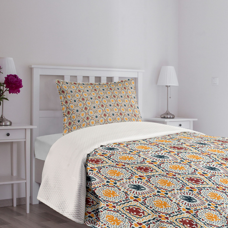 Chevrons Strips and Dots Print Bedspread Set