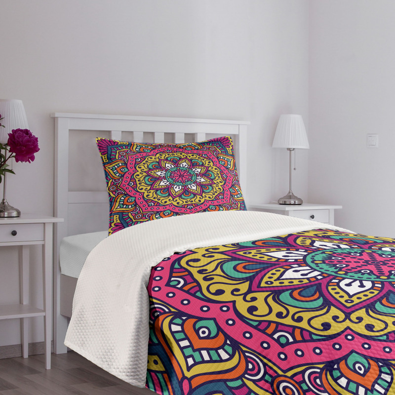 Colorful Floral Motif Bedspread Set