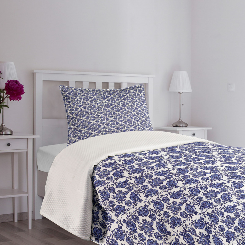 Abstract Rose Flower Branch Bedspread Set