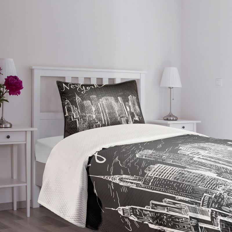 New York Manhattan Skyscrapers Bedspread Set