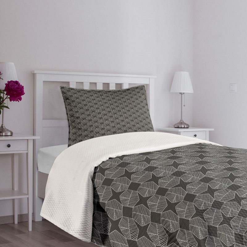 Modernistic Hatched Shapes Bedspread Set