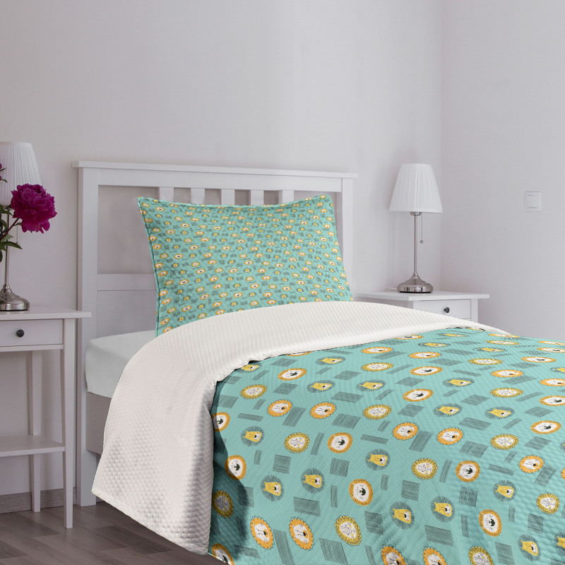 Childish Lion Drawings Bedspread Set