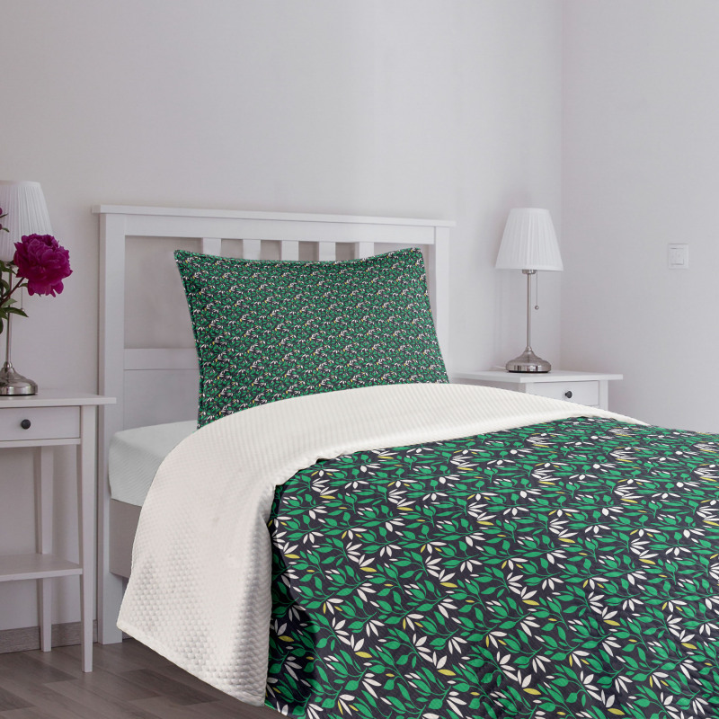 Simplistic Abstract Leaves Art Bedspread Set