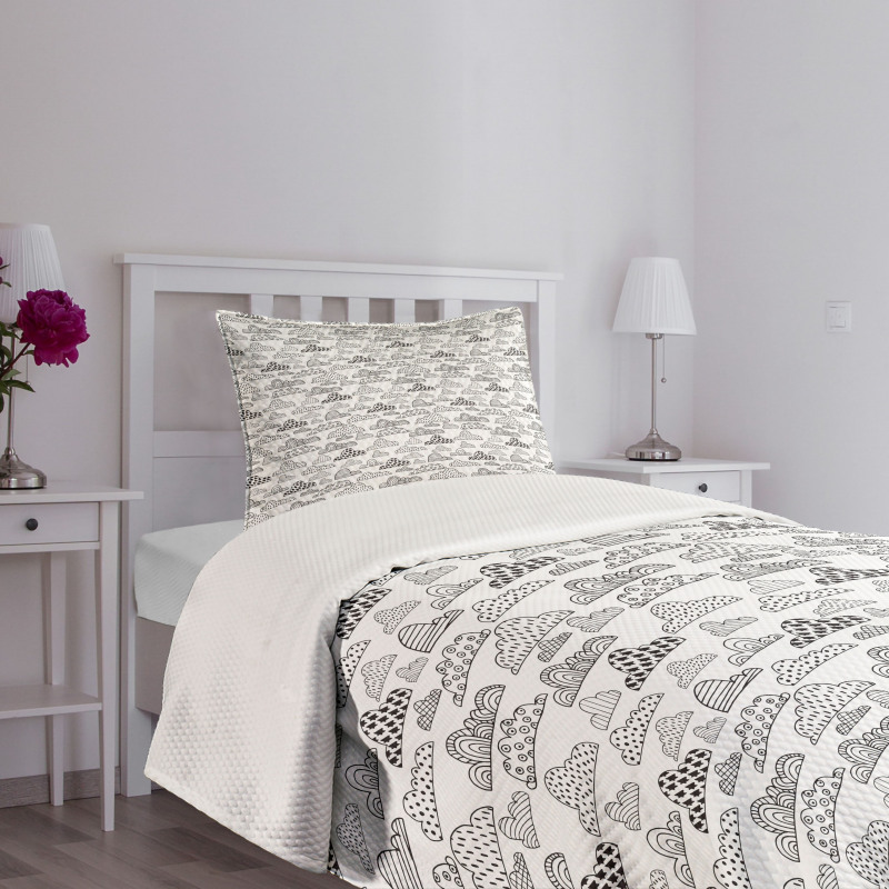 Monochrome Abstract Clouds Bedspread Set