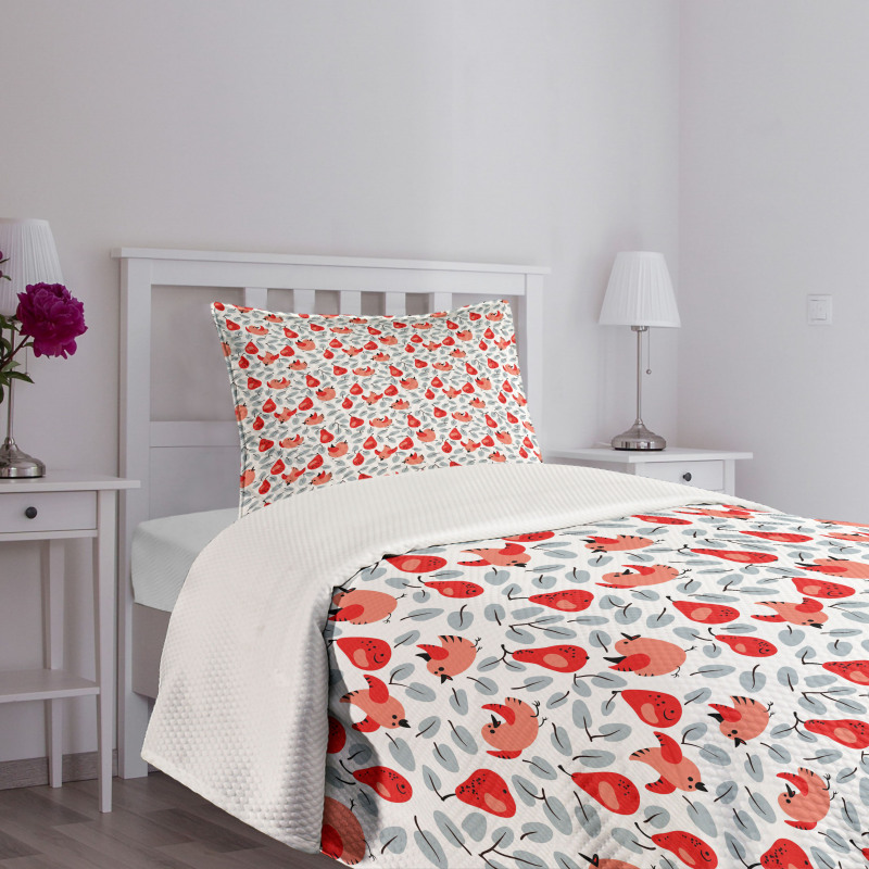 Leaves Happy Birds and Pears Bedspread Set