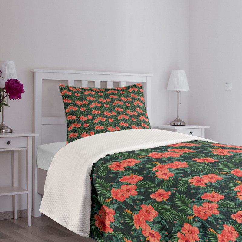 Exotic Hibiscus Luau Party Bedspread Set