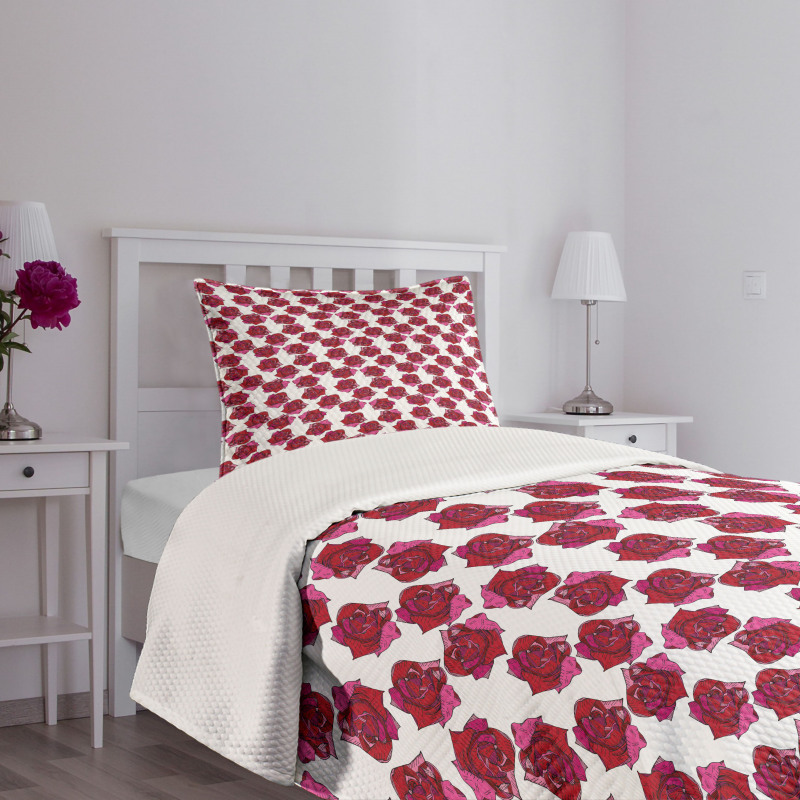 Sketchy Abstract Floral Image Bedspread Set