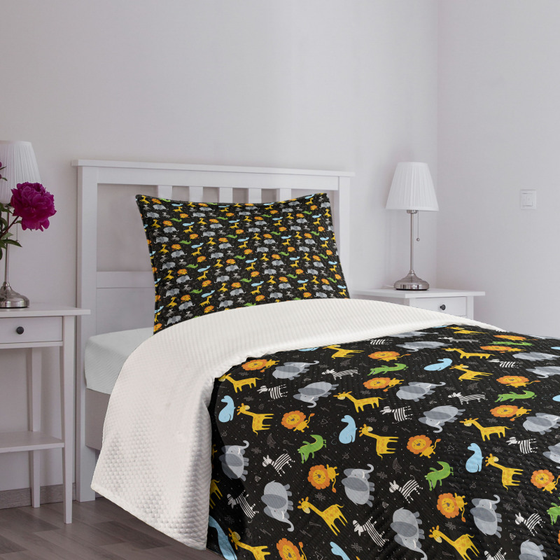 Lion Giraffe Whale Zebra Bedspread Set