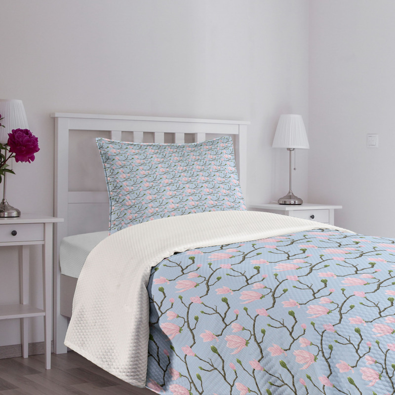 Flourishing Theme Leaf Bedspread Set