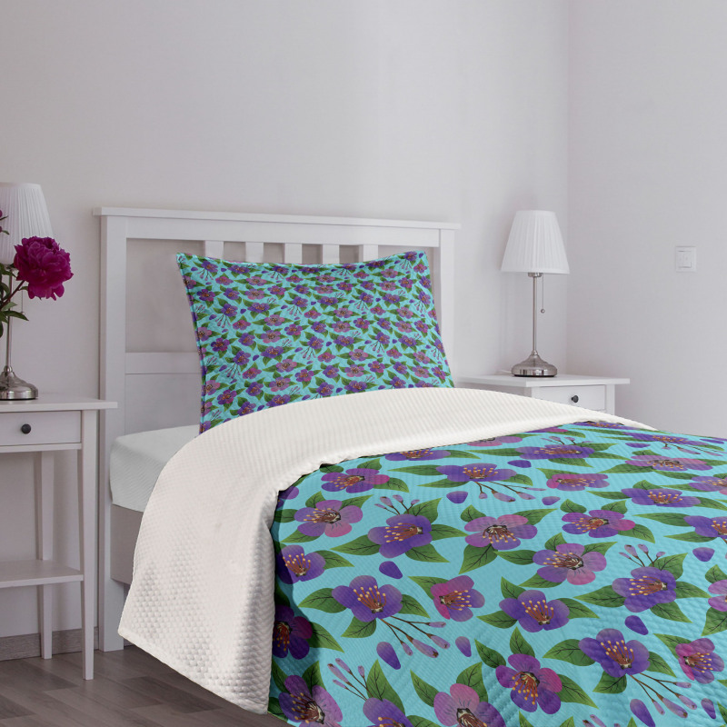 Colorful Flora Design Bedspread Set