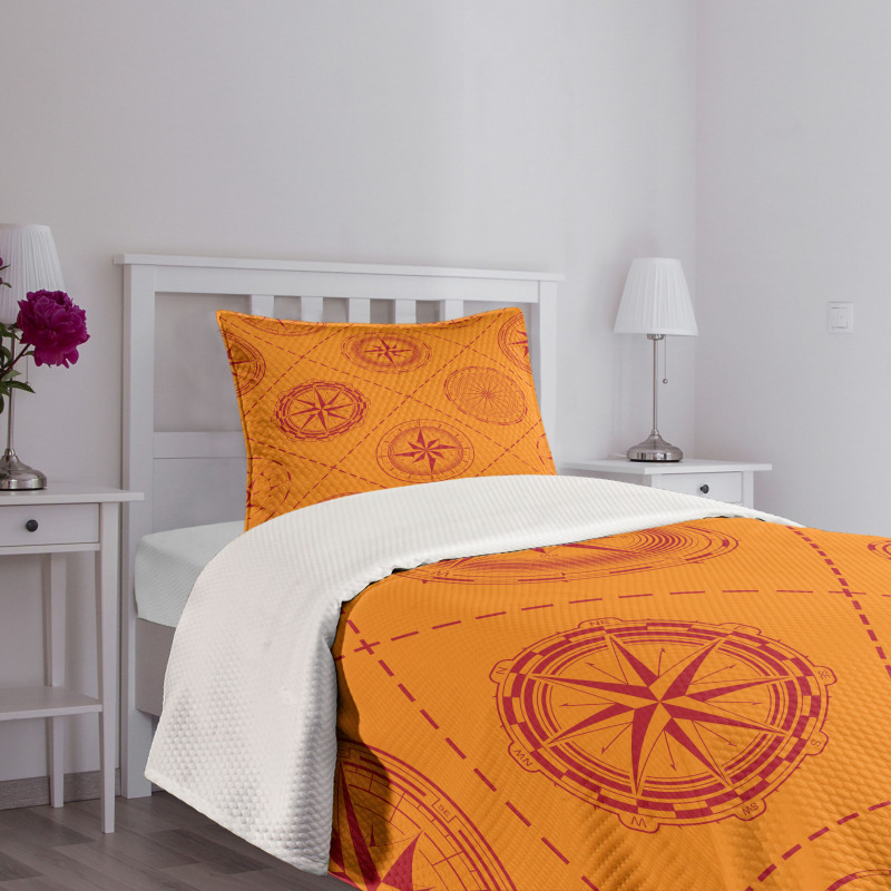 Windrose in Rhombuses Bedspread Set