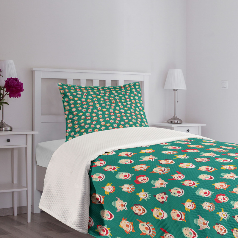 Sad and Happy Clown Faces Bedspread Set