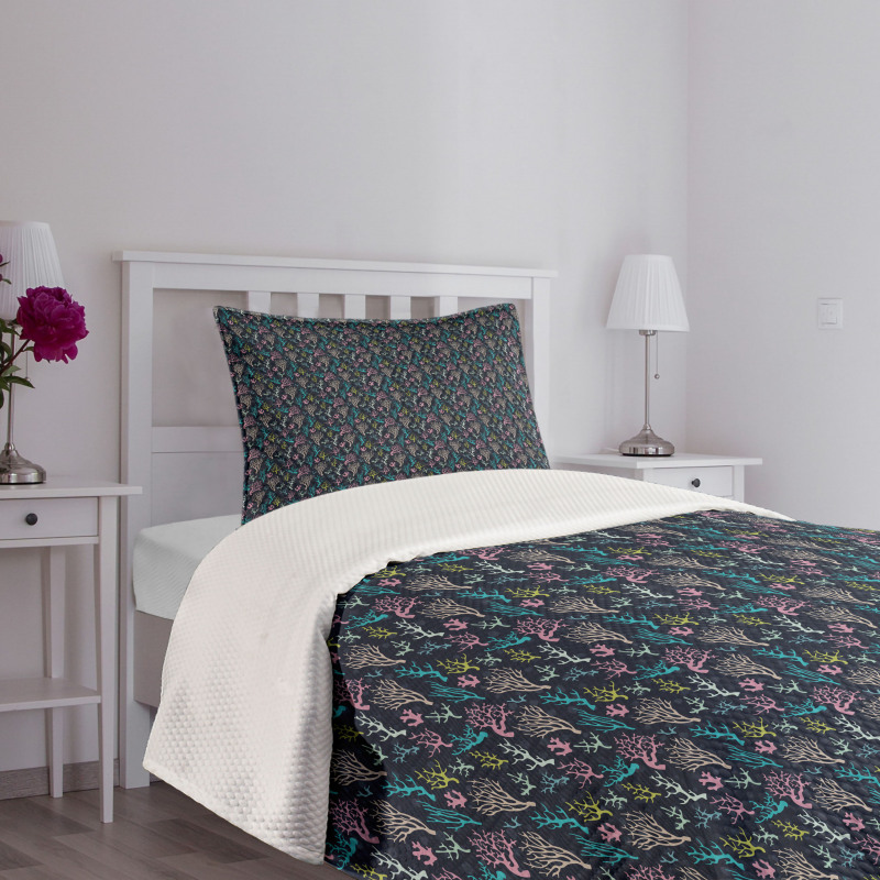 Colorful Coral Designs Bedspread Set