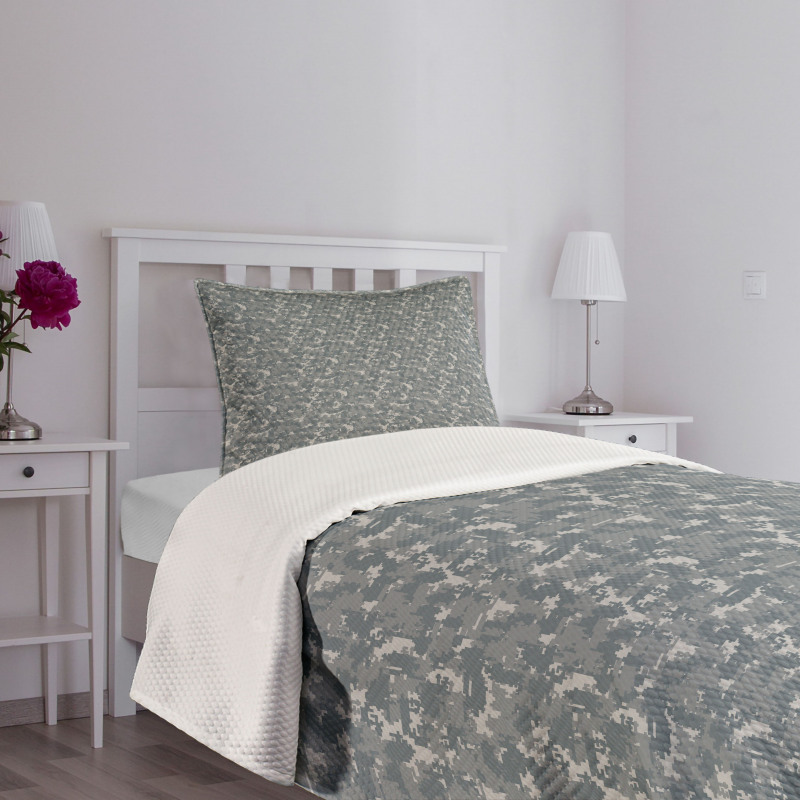 Neutral Pixel Camo Art Bedspread Set