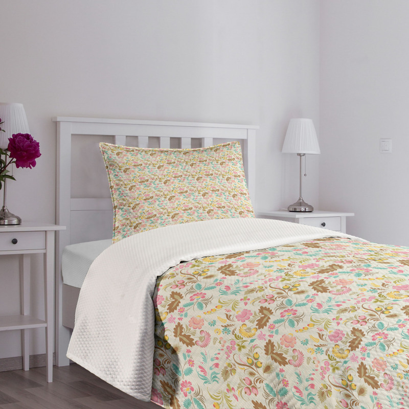 Nostalgic Pastel Botany Bedspread Set