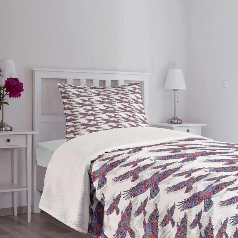 Vivid Flying Bird Bedspread Set