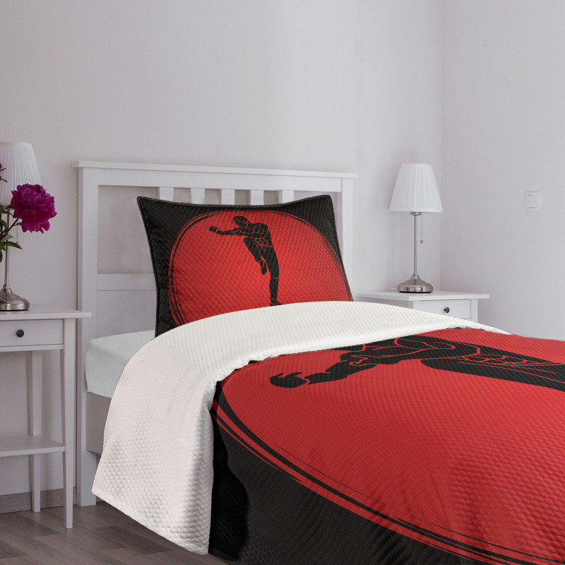 Man Silhouette Pose Round Bedspread Set