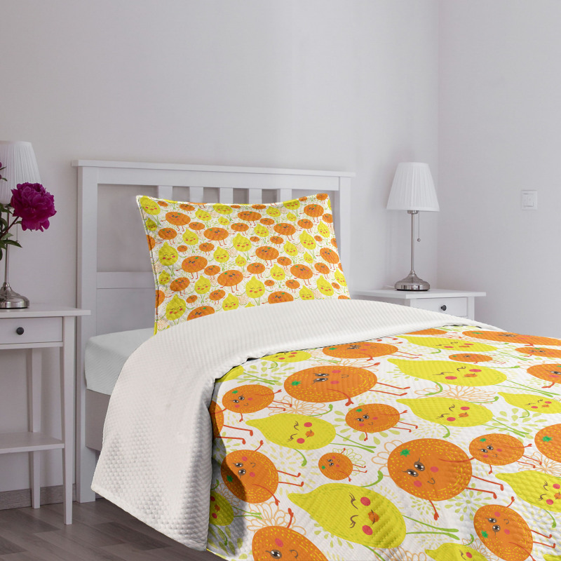 Cheerful Lemon and Orange Bedspread Set