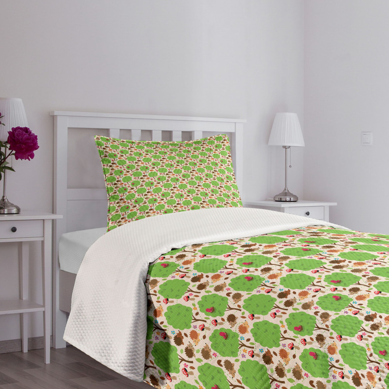 Hedgehogs and Trees Bedspread Set