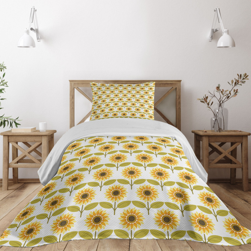 Sunflowers Retro Country Bedspread Set