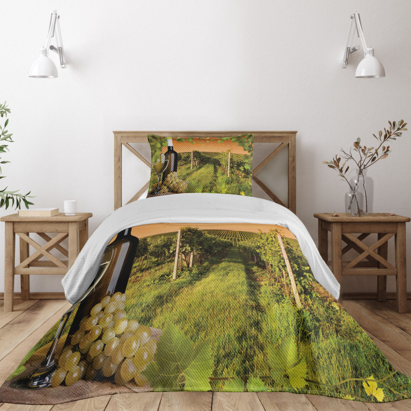 Bottle Grapes Sunset Bedspread Set