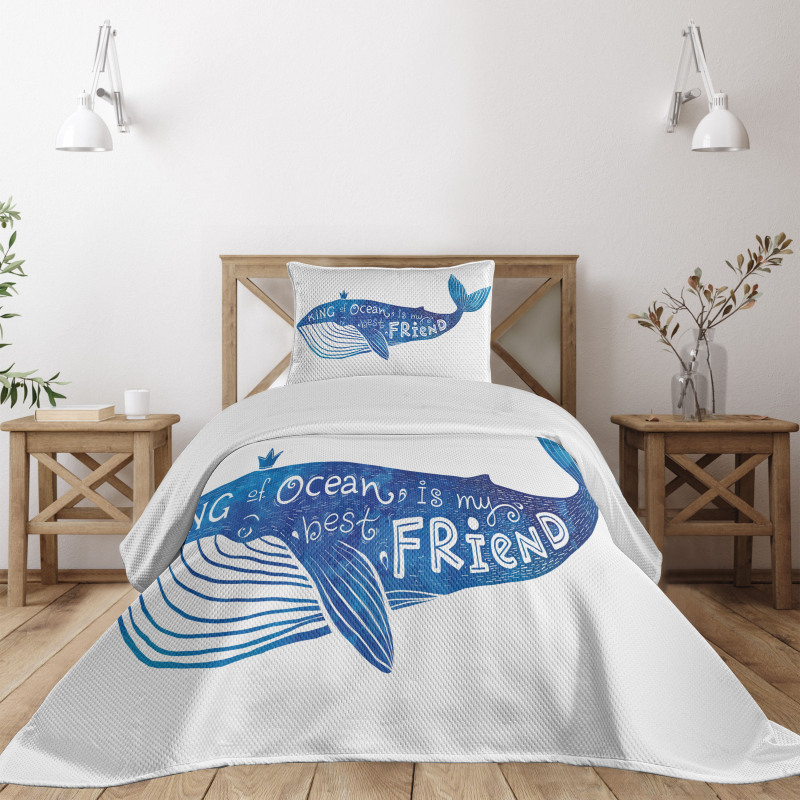 Whale King Friend Bedspread Set