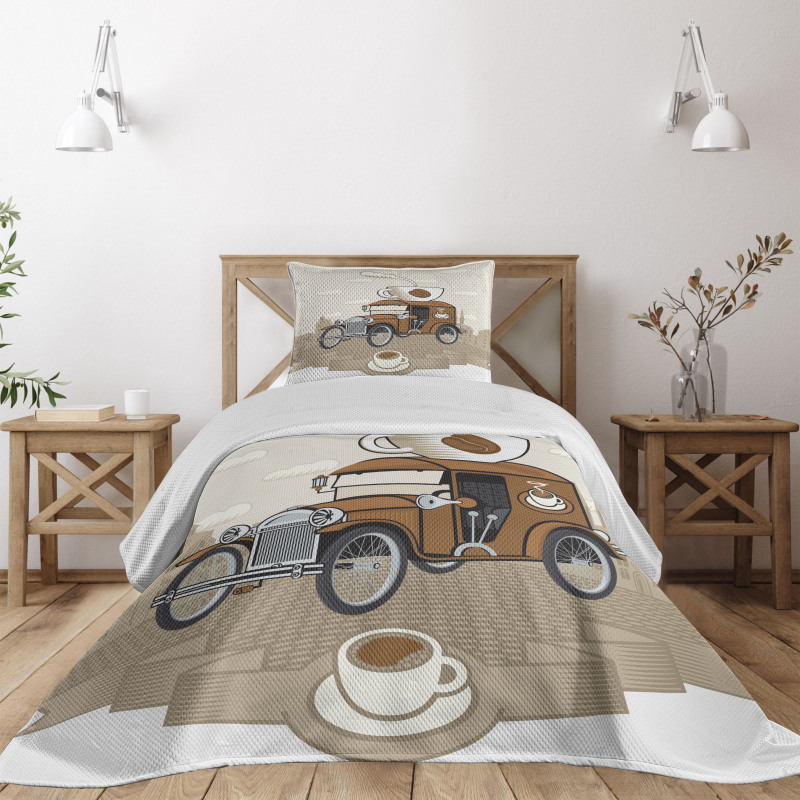 Old Fashioned Ride Coffee Bedspread Set