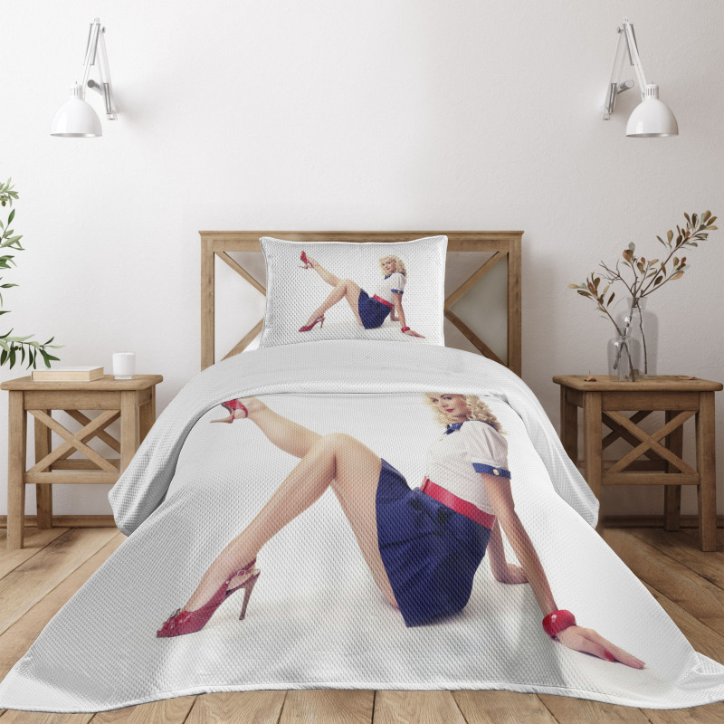 Lady in Navy Dress Bedspread Set